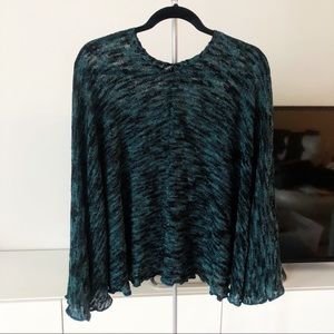 Hilltribe Blue Green Black Speckled One Size Poncho
